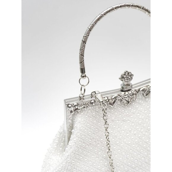 1920s Vintage Women's Beaded Clutch Elegant Retro White - Picture 9 of 9